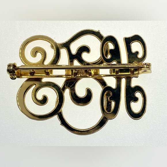 Vintage Gold Tone Scroll Initial
“H.J.S.” Brooch Pin - Picture 3 of 5